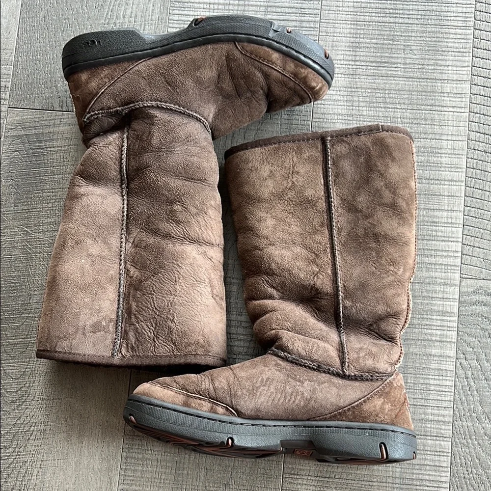 UGG ultimate tall braid real shearling Chocolate Suede Boots - Picture 5 of 7